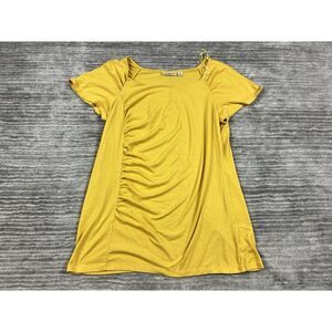 Studio JPR Top‎ Womens Large Yellow Short Sleeve Polyester Blend Casual